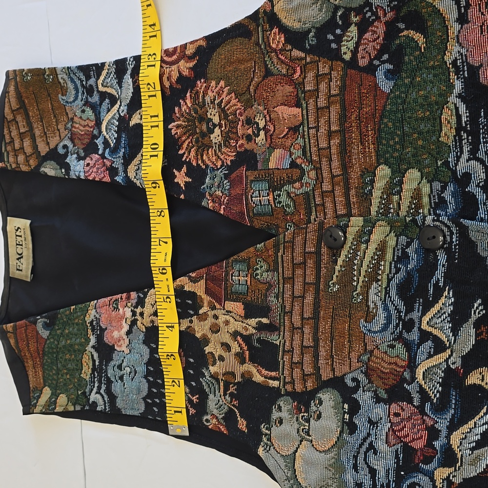 Vintage Facets By Mirrors Noah's Ark Tapestry Vest Multi Color Size Medium - Picture 11 of 14